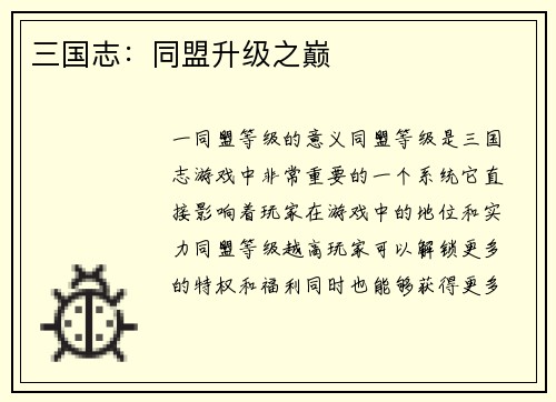 三国志：同盟升级之巅